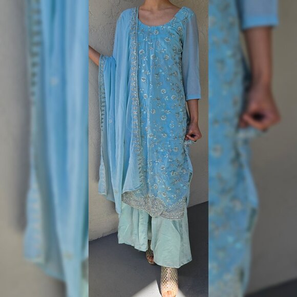 Light blue Indian suit NEGOTIABLE - Picture 1 of 5